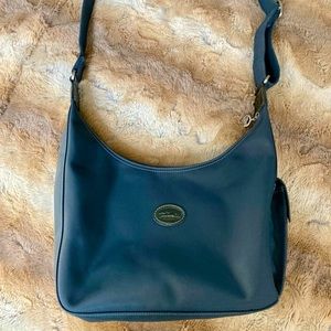 Longchamp Le Pliage nylon and patent leather adjustable strap hobo bag